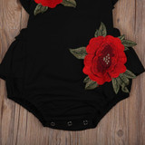 Ruffles Rose Baby Clothes Newborn Baby Girl Flower Backless Jumpsuit Bodysuit Sunsuit 0-24M