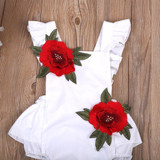 Ruffles Rose Baby Clothes Newborn Baby Girl Flower Backless Jumpsuit Bodysuit Sunsuit 0-24M
