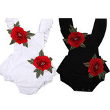 Ruffles Rose Baby Clothes Newborn Baby Girl Flower Backless Jumpsuit Bodysuit Sunsuit 0-24M