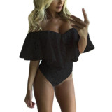Ruffles Lace Bodysuit 2017 Summer Jumpsuits Rompers Off Shoulder Slash Neck Body Top Beach Overalls Female Sexy Women Bodysuits
