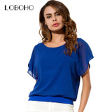 Ruffle Chiffon Blouse Short Sleeve New Fashion 2018 Summer Tops And Blouses 5XL Plus Size Women Clothing Loose Casual Shirt