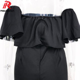 Ruffle Elegant Rompers Women Jumpsuit 2016 New Fashion Off The Shoulder Bodysuit Boot Cut Romper Playsuits Long Pants Plus Size