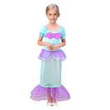 Rubu New Girls Mermaid Dresses with Pearl Children Halloween Little Mermaid Ariel Cosplay Costumes for Kids Carnival Party Dress