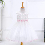 Retail 2017 New Arrival Summer Children Dress Flowers Girl Dress Wedding Dress White Evening Dress Party LYD004