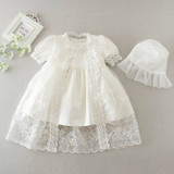 Retail 2016 New Newborn Baby Girl Christening Gown 3pcs Sets Infant Girls Princess Lace Baptism Dress Toddler Baby Clothes E1785