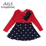 Retail 2016 Autumn Winter Girls Dress Children Long Sleeve Flower Dress Princess Dress