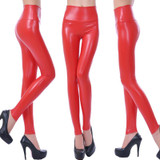 Rerasser High Waist Pu Faux Leather Leggings Women Sexy Black Slim Elastic Leggings Ladies Office Work Pencil Pants Trousers