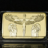 Replica Coins 24k 999.9 Gold Bar The Cross Desin European Gold Plated Bar for Gifts Commemorative Coin Collection