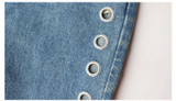 RenYvtil New 2017 Fashion Rivets Ripped High Waist Jeans Straight Eyelet Detail Boyfriend Denim Jeans Women Pants Female Calca