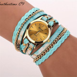Relojes Mujer 2016 Leather Braided Wrap Bracelet Watches Women's Fashion Leopard Strap Quartz Wrist Watch Clock Relogio Feminino
