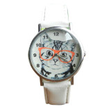 Reloj Mujer Watches Women 2016 luxury brand Cute Cat Pattern Girl PU Leather Analog Quartz WristWatch Vogue relogio feminino