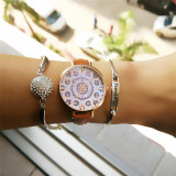 Relogio feminino luxury women watches Floral Pattern PU Leather Band Analog Quartz Wrist Watch bayan kol saati 2017 reloj