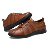 RELIKEY Brand Men Casual Shoes New Arrival Fashion Genuine Leather Men Shoe,Comfortable Breathable Lace-up Casual Zapatos Hombre