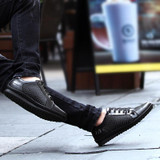 RELIKEY Brand Men Casual Shoes Handmade Genuine Leather Breathable Male Flat Summer High-Quality Lace-up Shoes for Men