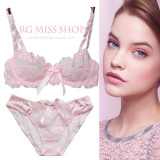 Fashion lace underwear bra set plus size push up sexy bra ultra-thin thin transparent temptation