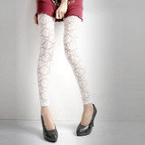 Fashion Lace Leggings Sexy Women Skinny Leggings Soft Floral Rose Printed Stretchy Jeggings Slim Pencil Pants