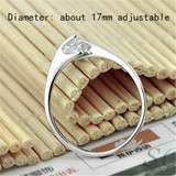 Fashion Korean Simple Elegant Opening Silver 2 Rhinestone S925sliver Crystal Wedding Ring