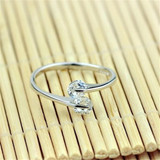 Fashion Korean Simple Elegant Opening Silver 2 Rhinestone S925sliver Crystal Wedding Ring