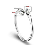 Fashion Korean Simple Elegant Opening Silver 2 Rhinestone S925sliver Crystal Wedding Ring