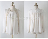 Fashion Korean Shirt For Women Blouse Long Sleeve Embroidered Chiffon Blouses Casual Tops White Clothing S M L