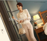 Fashion Korean Shirt For Women Blouse Long Sleeve Embroidered Chiffon Blouses Casual Tops White Clothing S M L