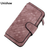 Fashion Knitting Women Wallet matte pu leather wallet long pattern Purse Women Brand Ladies Wallet purse female Carteira