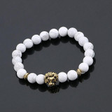 Fashion Jewelry Gold Buddha Leo Lion Head Bracelet Black Lava Stone Beaded Bracelets Pulseras Hombre For Men Women