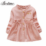 Fashion Infant Clothes Newborn Baby Girls Dress Ruffles Cotton Long Sleeve Infant Dress Autumn Baby Clothing