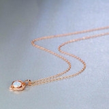 Fashion Heart Shaped Opal Pendant Chain Necklace Charm Jewelry