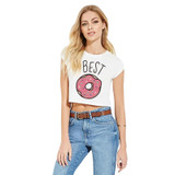 Fashion Harajuku Women Crop Top Cute Cartoon BEST FRIENDS Printing Short Sleeve T-Shirts Summer Female Korean style T Shirt BTS
