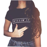 Fashion Harajuku Women Crop Top Cute Cartoon BEST FRIENDS Printing Short Sleeve T-Shirts Summer Female Korean style T Shirt BTS
