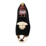 Fashion Handmade Medusa Top and Metal Toe Men Velvet Dress shoes Men Luxurious Prom and Banquet Loafers Plus Size Men's Flats
