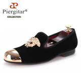 Fashion Handmade Medusa Top and Metal Toe Men Velvet Dress shoes Men Luxurious Prom and Banquet Loafers Plus Size Men's Flats