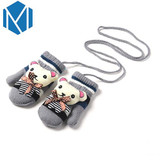 Fashion Girls Boy Cartoon Gloves Kids Children Warm Lanyard Luvas Mitten Cute Whole Covered Finger Gloves Rabbit Bear Soft Glove