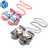 Fashion Girls Boy Cartoon Gloves Kids Children Warm Lanyard Luvas Mitten Cute Whole Covered Finger Gloves Rabbit Bear Soft Glove