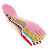 Fashion forks 6Pcs Portable Fork Knife Fruit fork Camping Hiking Utensils Spork Combo Gadget Cutlery Travel