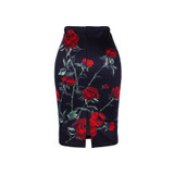 Fashion Flower Red Roses print women pencil skirts lady midi saias female faldas girls black bottoms M-XXL skirt wholesale