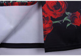 Fashion Flower Red Roses print women pencil skirts lady midi saias female faldas girls black bottoms M-XXL skirt wholesale