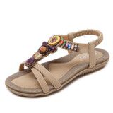 SIKETU Size 42-45 New National Women Sandals Bohemia Flats Beaded Size Foreign Trade Shoes Summer Shoes Women Shoes Hot Sell