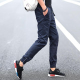 Side Zipper Slim Fit Hip Hop Jogger Pants Men's Summer Casual Cotton Trousers Male Khaki Cuffed Pants M-4XL