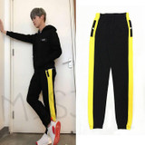 Side Yellow Stripe Men Casual Black Jogger Pants New 2017 Contrast Color Design KPOP Mens Sweatpants Joggers Free Shipping