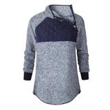 Side Buckle Patchwork Pullovers Hoodie Sweatshirt Women 2017 Winter Warm Knitted Cotton Casual Long Sleeve Hoodies Sweatshirts