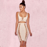 Sibybo Hollow Out Bandage Dresses 2018 Summer Sleeveless Lace Up Two Piece Set Dress Sexy Ribbed Bodycon Party Dress Vestidos Sibybo Hollow Out Bandage Dresses 2018 Summer Sleeveless Lace Up Two Piece Set Dress Sexy Ribbed Bodycon Party Dress Vestidos
