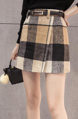 ShyVelvet 2017 Woolen Plaid Skirt Women Autumn Winter Fashion High Waist Sexy Mini Skirts