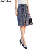 ShyVelvet 2017 Autumn Woolen Skirt Women High Waist Midi Plaid Skirts Womens Tweed Bow Split A Line Skirt ShyVelvet 2017 Autumn Woolen Skirt Women High Waist Midi Plaid Skirts Womens Tweed Bow Split A Line Skirt