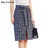 ShyVelvet 2017 Autumn Woolen Skirt Women High Waist Midi Plaid Skirts Womens Tweed Bow Split A Line Skirt ShyVelvet 2017 Autumn Woolen Skirt Women High Waist Midi Plaid Skirts Womens Tweed Bow Split A Line Skirt
