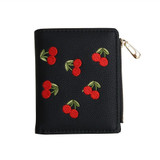 Short Wallets Fashion Women PU Leather Cherry Embroidery Coin Purse Card Holders Short Wallets Fashion Women PU Leather Cherry Embroidery Coin Purse Card Holders