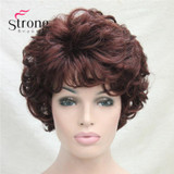 Short Soft Tousled Curls Dark Auburn Full Synthetic Wigs Women's Wig