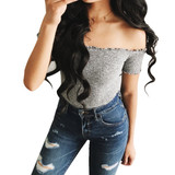 Short Sleeve Women Tops Off Shoulder Knitted 2018 Tank Top Vest Blouse Summer Spring Crop Tops Shirt Cropped Slash Neck Blusas
