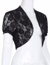 Short Sleeve Women Jacket 2017 Womens Ladies Cropped Shrug Black White Extra Short Open Stitch New Fashion Lace Bolero Outerwear